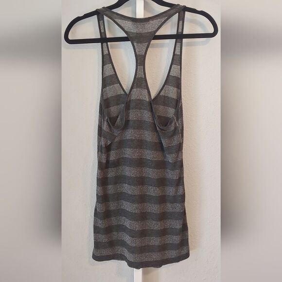 Kirra Striped Metallic Gray Racerback Tank Sz XS - Picture 2 of 7